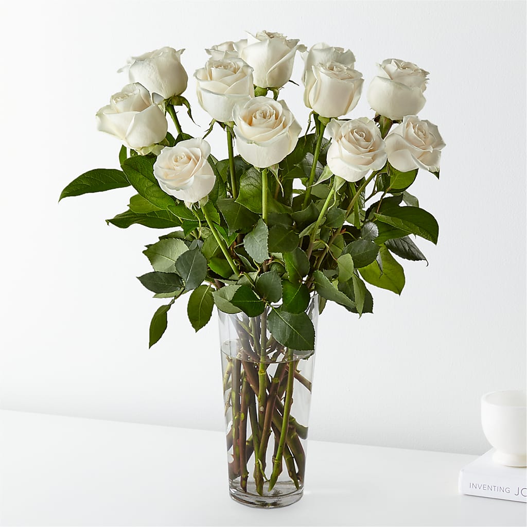 Long Stem White Rose Bouquet – THE LADYBUG FLORAL & GIFTS, Berlin WI