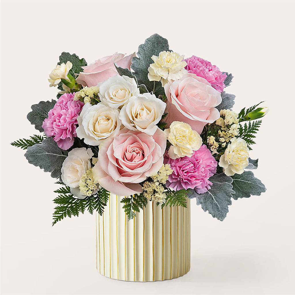 Blissful Moments Bouquet with Ivory Vase – THE LADYBUG FLORAL & GIFTS, Berlin WI