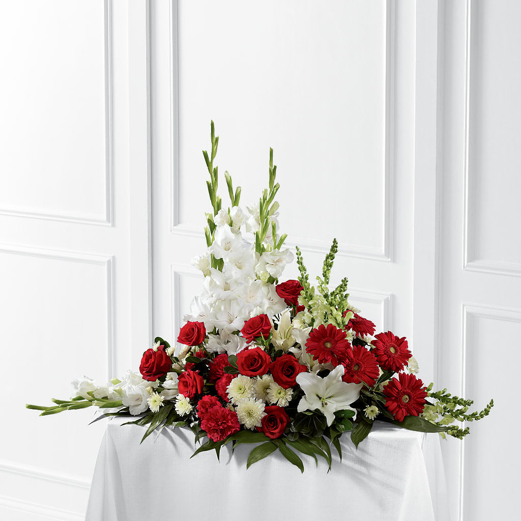 Crimson & White Arrangement – THE LADYBUG FLORAL & GIFTS, Berlin WI