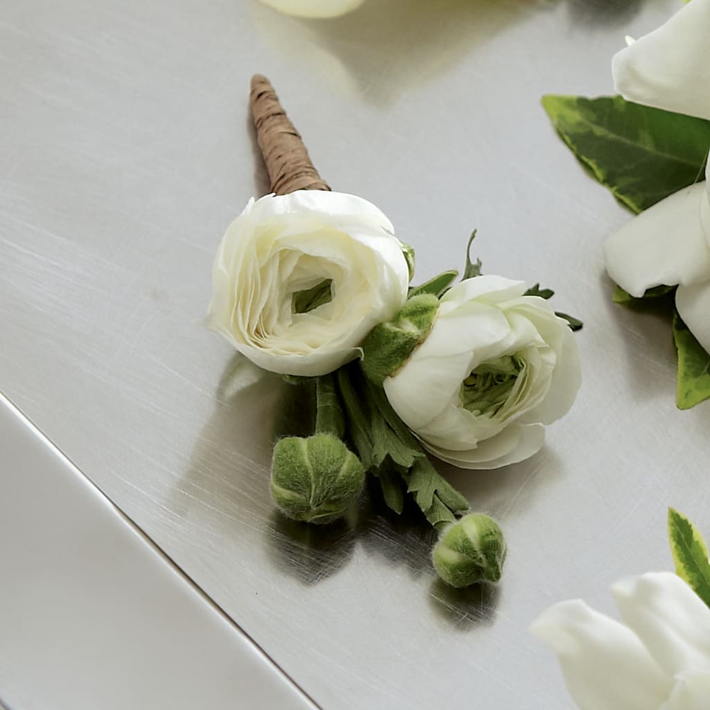 White Ranunculus Boutonniere – THE LADYBUG FLORAL & GIFTS, Berlin WI