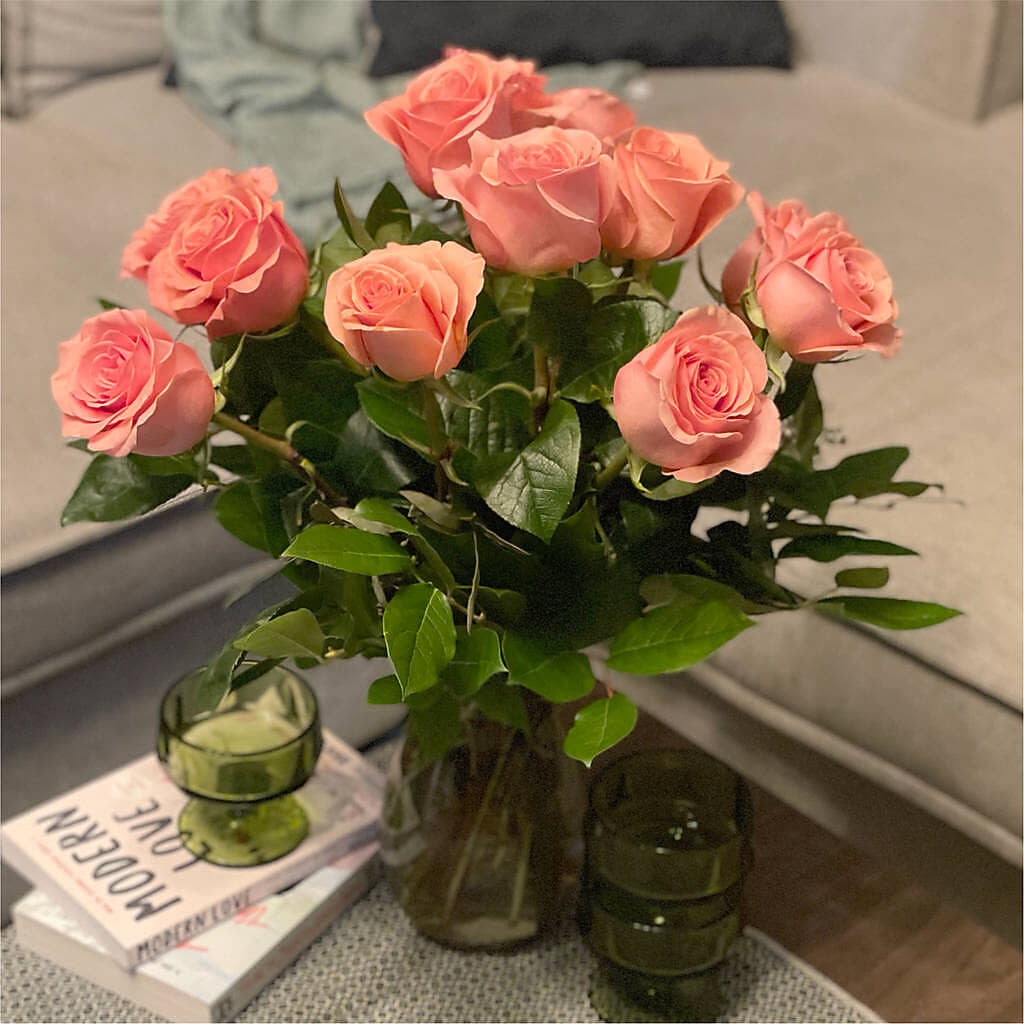 Long Stem Pink Rose Bouquet – THE LADYBUG FLORAL & GIFTS, Berlin WI