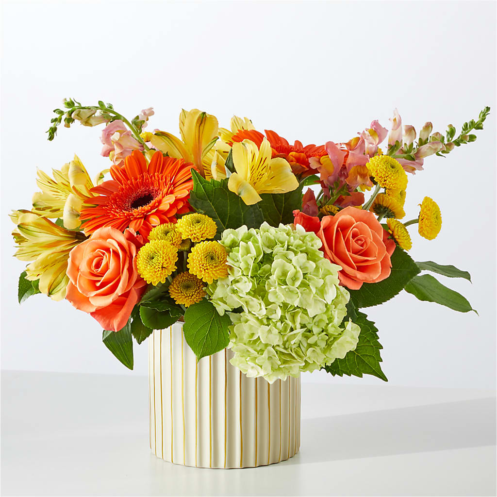 Autumn Sunshine Bouquet with Ivory Vase – THE LADYBUG FLORAL & GIFTS, Berlin WI