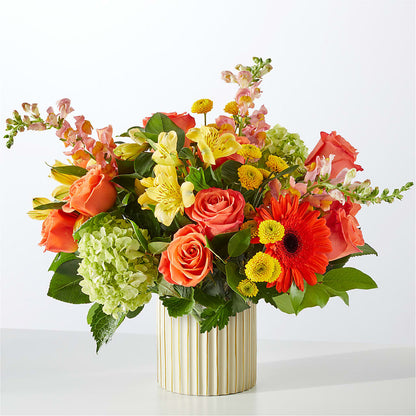 Autumn Sunshine Bouquet with Ivory Vase – THE LADYBUG FLORAL & GIFTS, Berlin WI