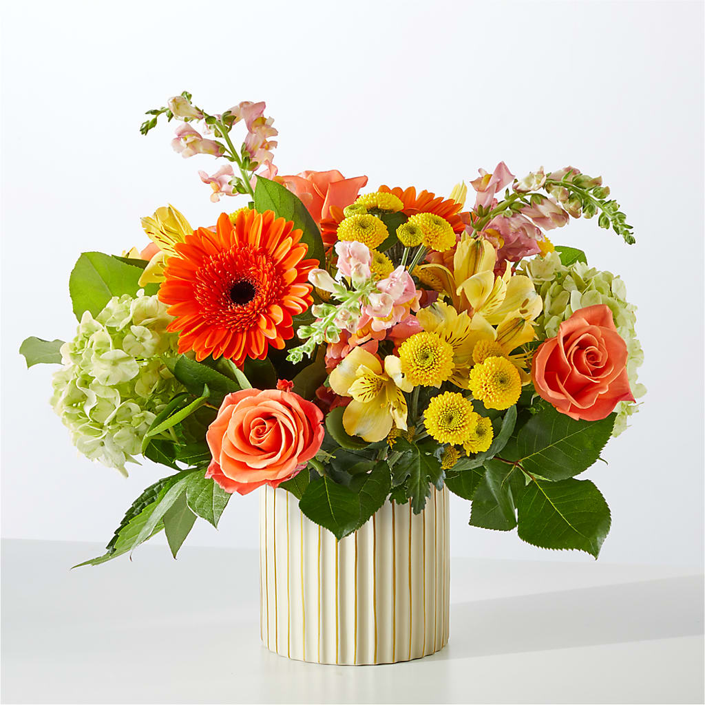 Autumn Sunshine Bouquet with Ivory Vase – THE LADYBUG FLORAL & GIFTS, Berlin WI