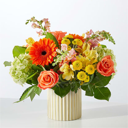Autumn Sunshine Bouquet with Ivory Vase – THE LADYBUG FLORAL & GIFTS, Berlin WI