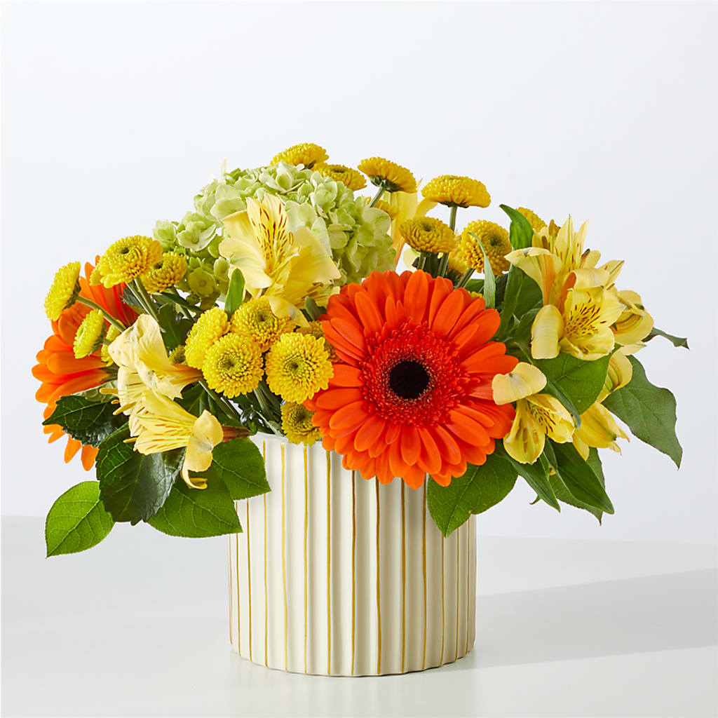 Autumn Sunshine Bouquet with Ivory Vase – THE LADYBUG FLORAL & GIFTS, Berlin WI