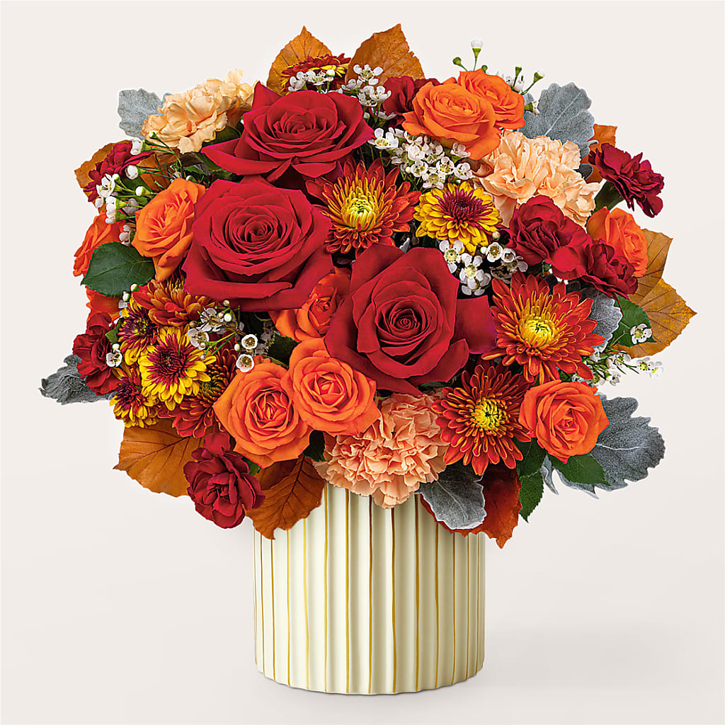 Merlot Bouquet with Ivory Vase – THE LADYBUG FLORAL & GIFTS, Berlin WI