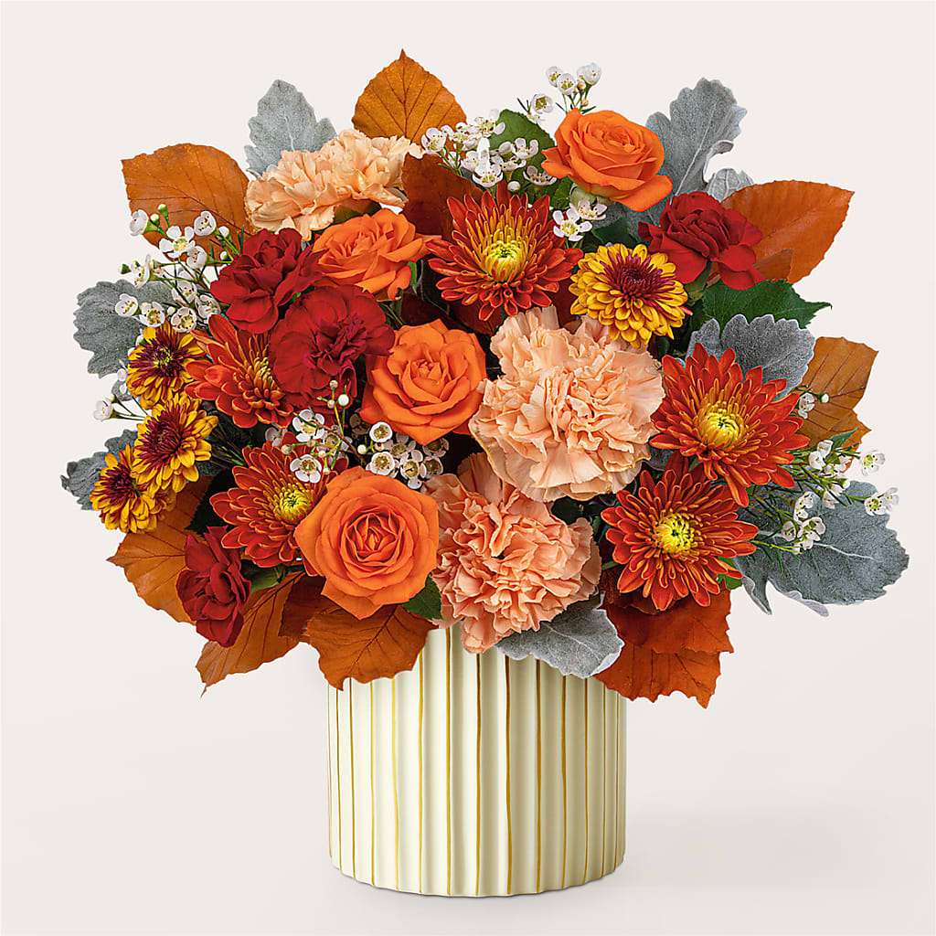 Merlot Bouquet with Ivory Vase – THE LADYBUG FLORAL & GIFTS, Berlin WI