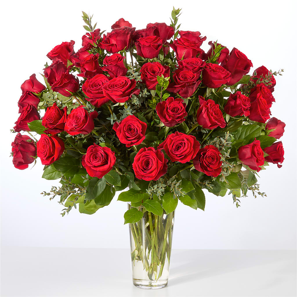 Forever Yours Fifty Stem Red Rose Bouquet – THE LADYBUG FLORAL & GIFTS, Berlin WI