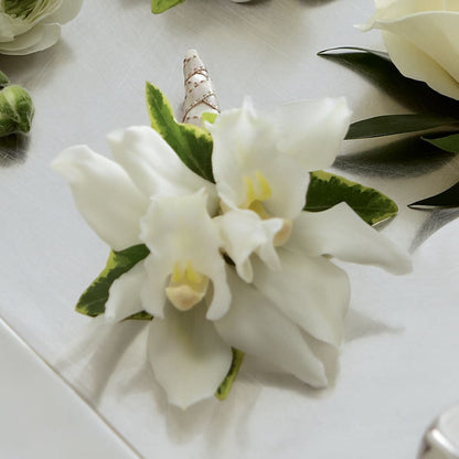 White Mini Cymbidium Boutonniere – THE LADYBUG FLORAL & GIFTS, Berlin WI