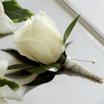 White Rose Boutonniere – THE LADYBUG FLORAL & GIFTS, Berlin WI